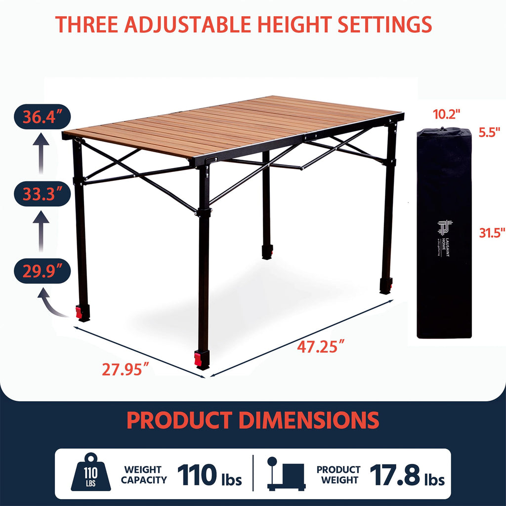 Large Adjustable Height Aluminum Camping Table Z274