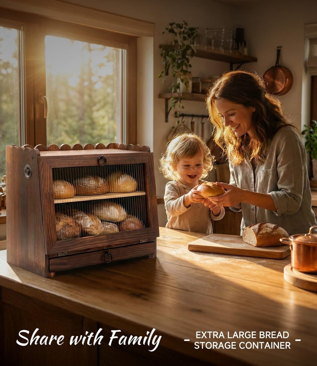 Wooden Double Layer Bread Box B272990
