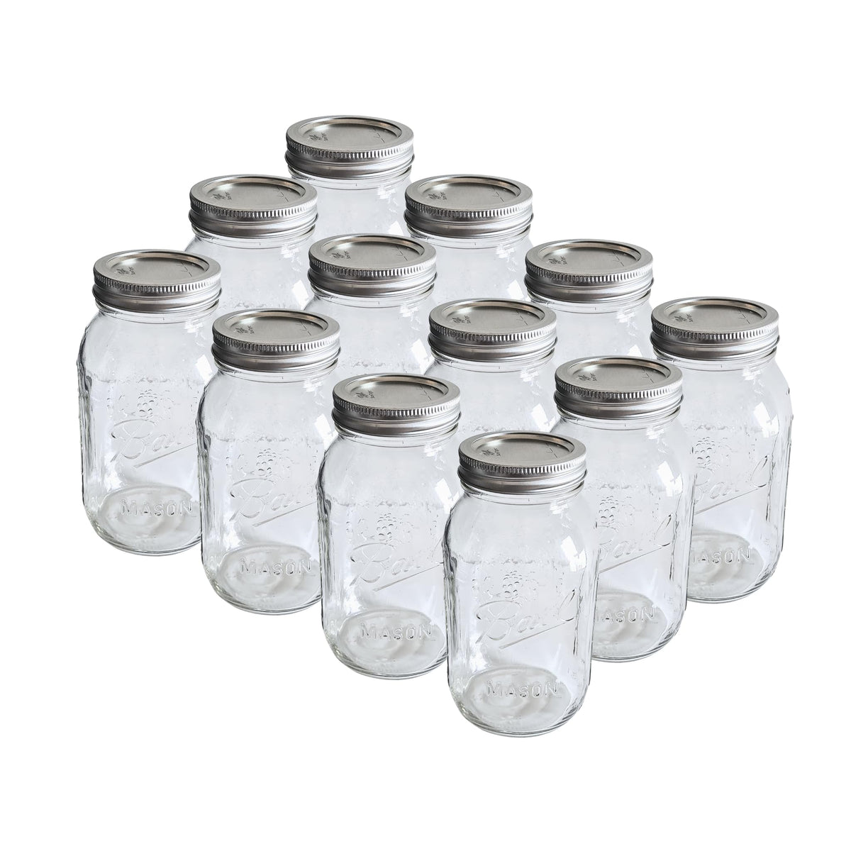 16oz Regular Mouth Glass Mason Jars with Lids & Bands, Set of 12 W751250
