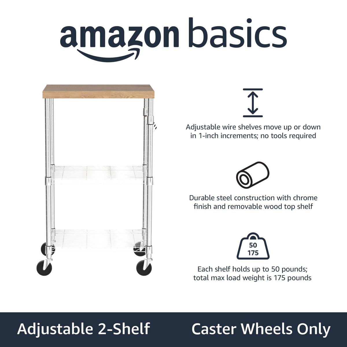 3-Tier Kitchen Storage Rack with Caster Wheels W2475