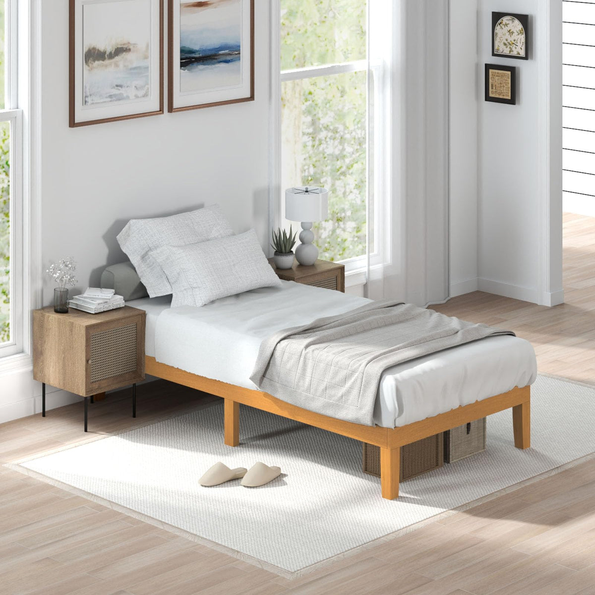 Twin Size 12 Inch Wood Platform Bed Frame E347476