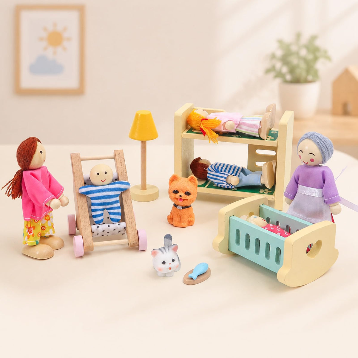 Wooden Dollhouse Family Set Figures P933