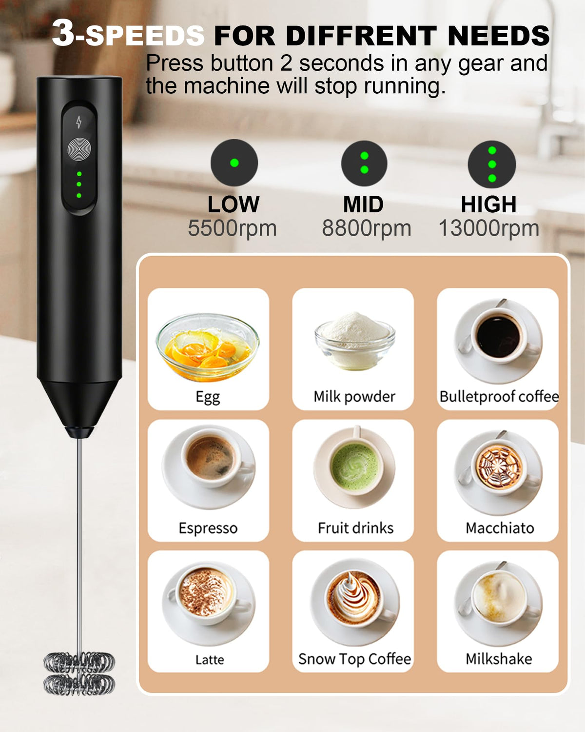 Rechargeable Handheld Milk Frother R438