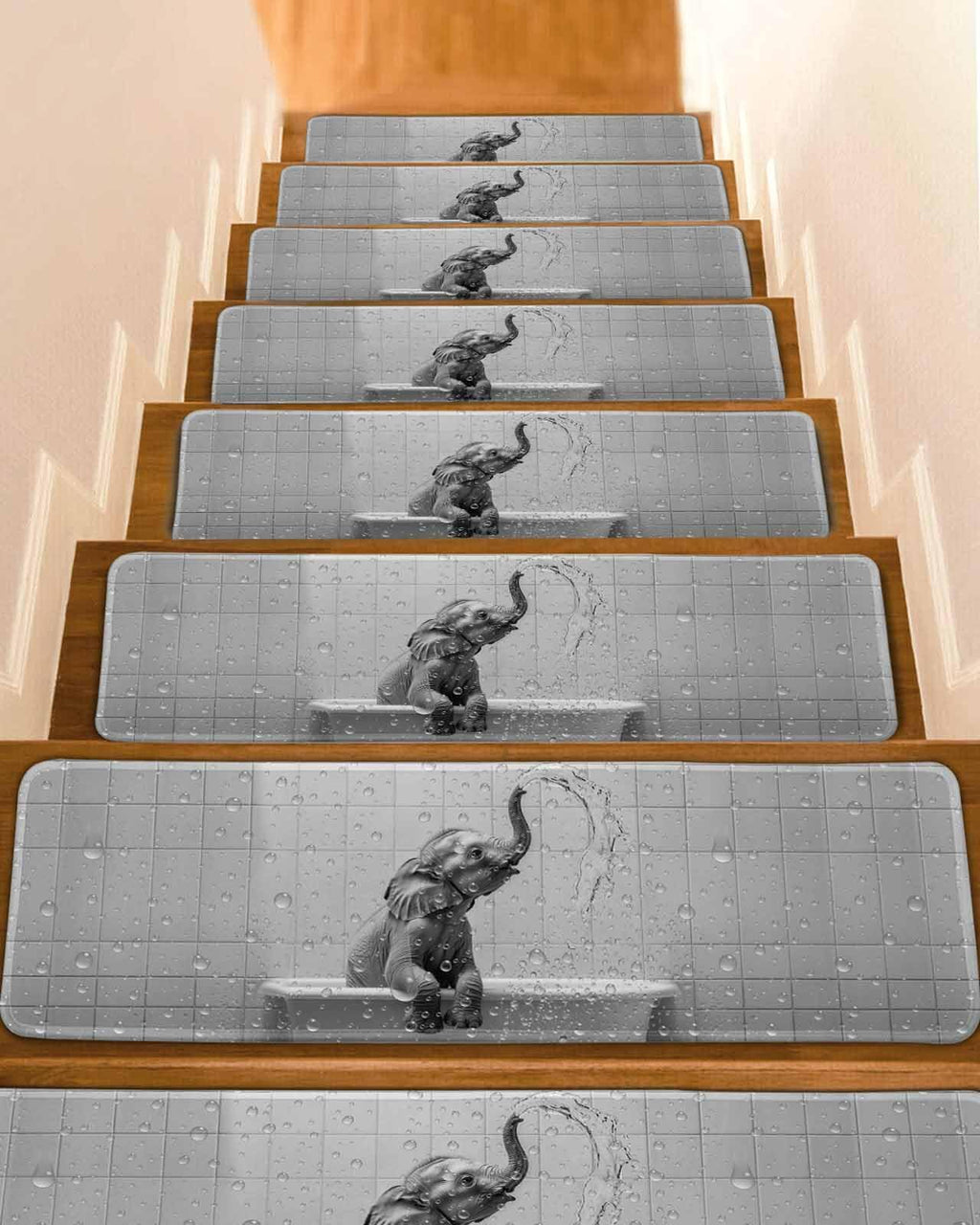 Grey Peel and Stick Stair Treads 8''x30'' 10PCS I1943
