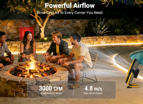 20" Portable Battery Operated Metal Floor Fan V39241
