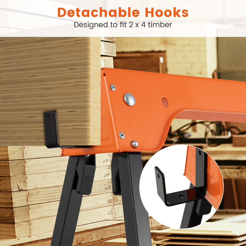 Folding Saw Horses 2 Pack 2644 LBS Capacity with Hooks F416