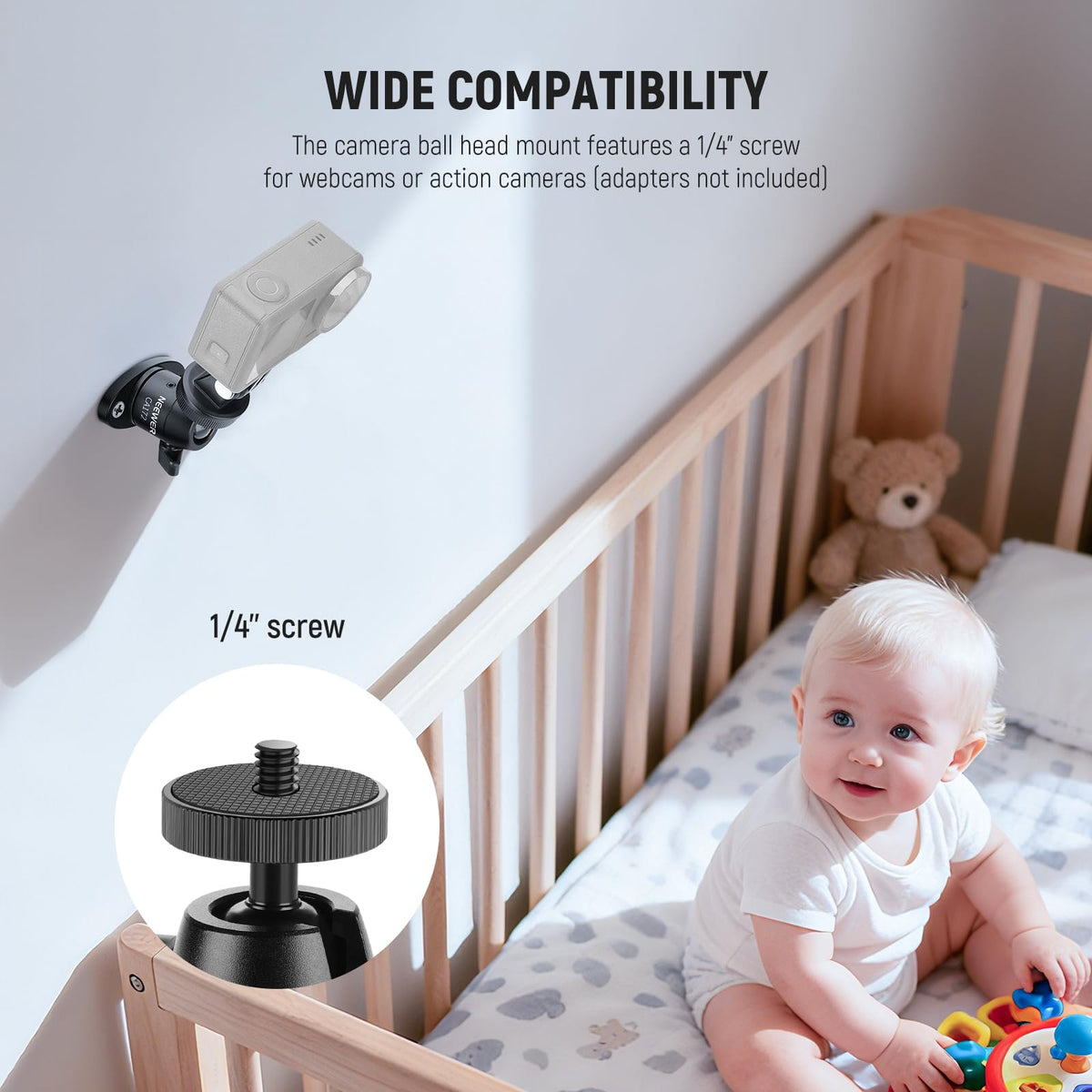 Webcam Wall Ceiling Mount Bracket, Aluminum Alloy Mini Ball Head Z3901