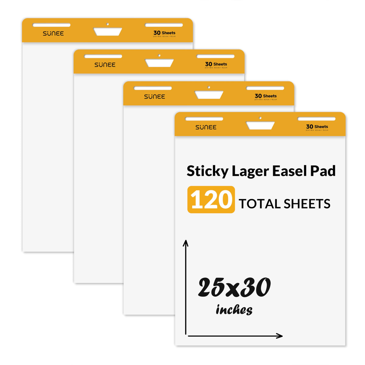 Self Stick Flip Chart Paper, 25x30 Inches, 30 Sheets/Pad, 4 Pack C7543