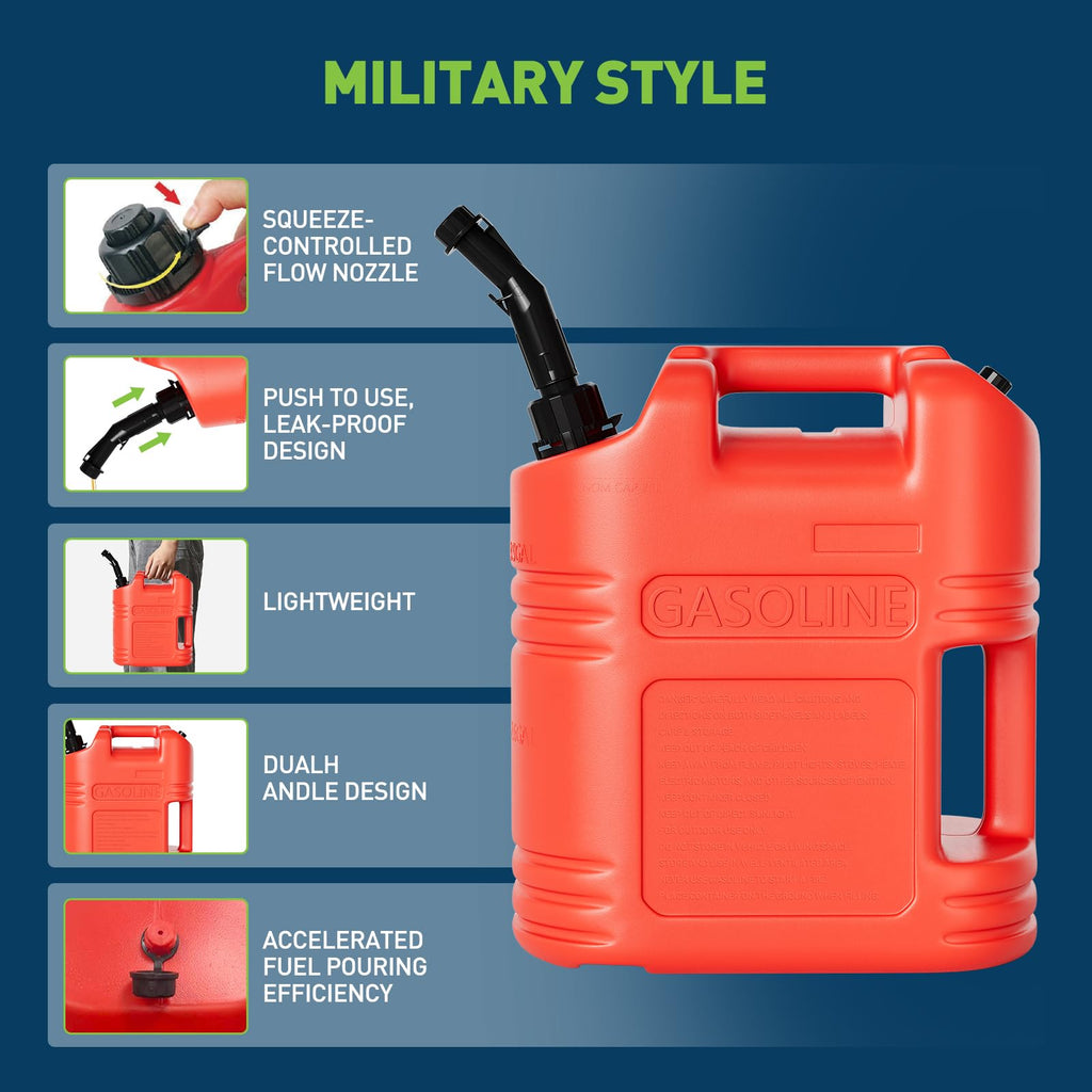 40L Portable Transfer Tank 5 Gal with L-Shaped Handle Red 4PC I3178