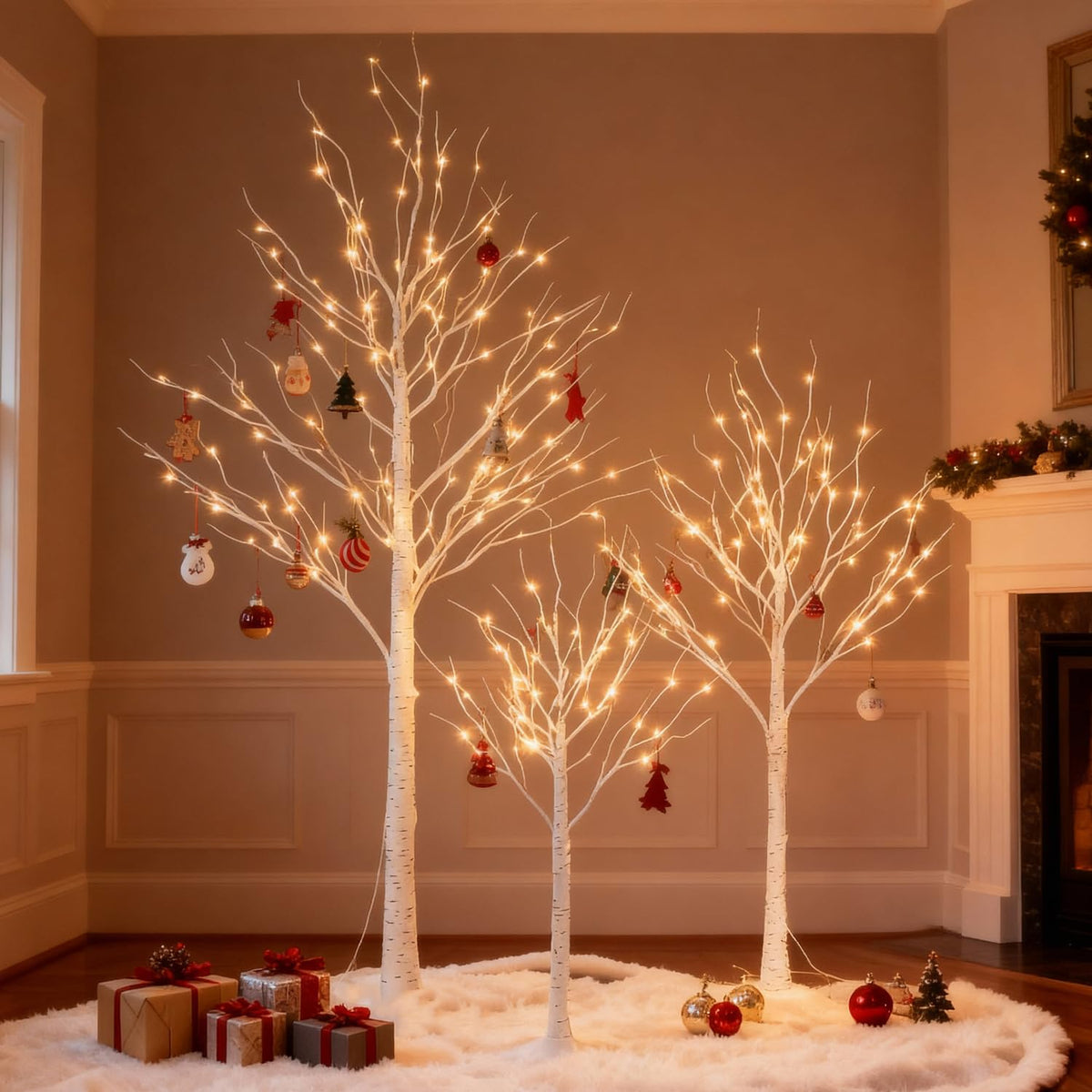 LED Birch Tree Light Set 4ft 6ft 8ft Warm White 3-Pack M507