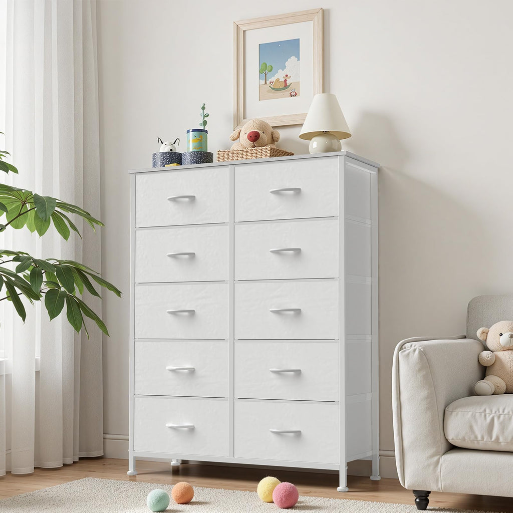 White 10 Drawer Tall Dresser Q81292