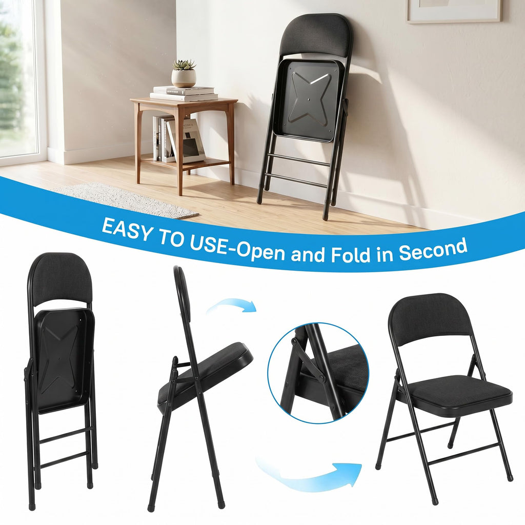 10 Pack Black Padded Folding Chairs U539