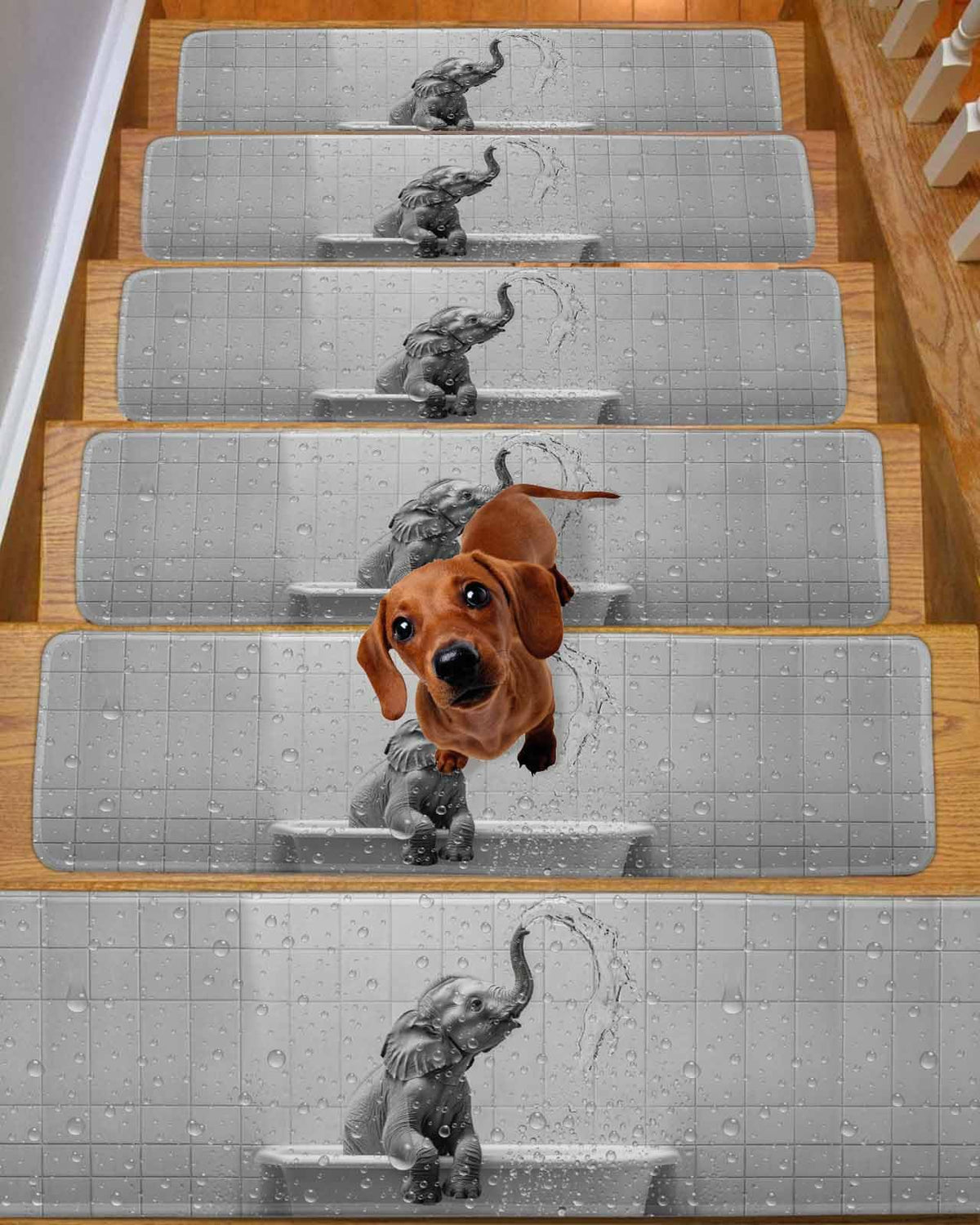 Grey Peel and Stick Stair Treads 8''x30'' 10PCS I1943