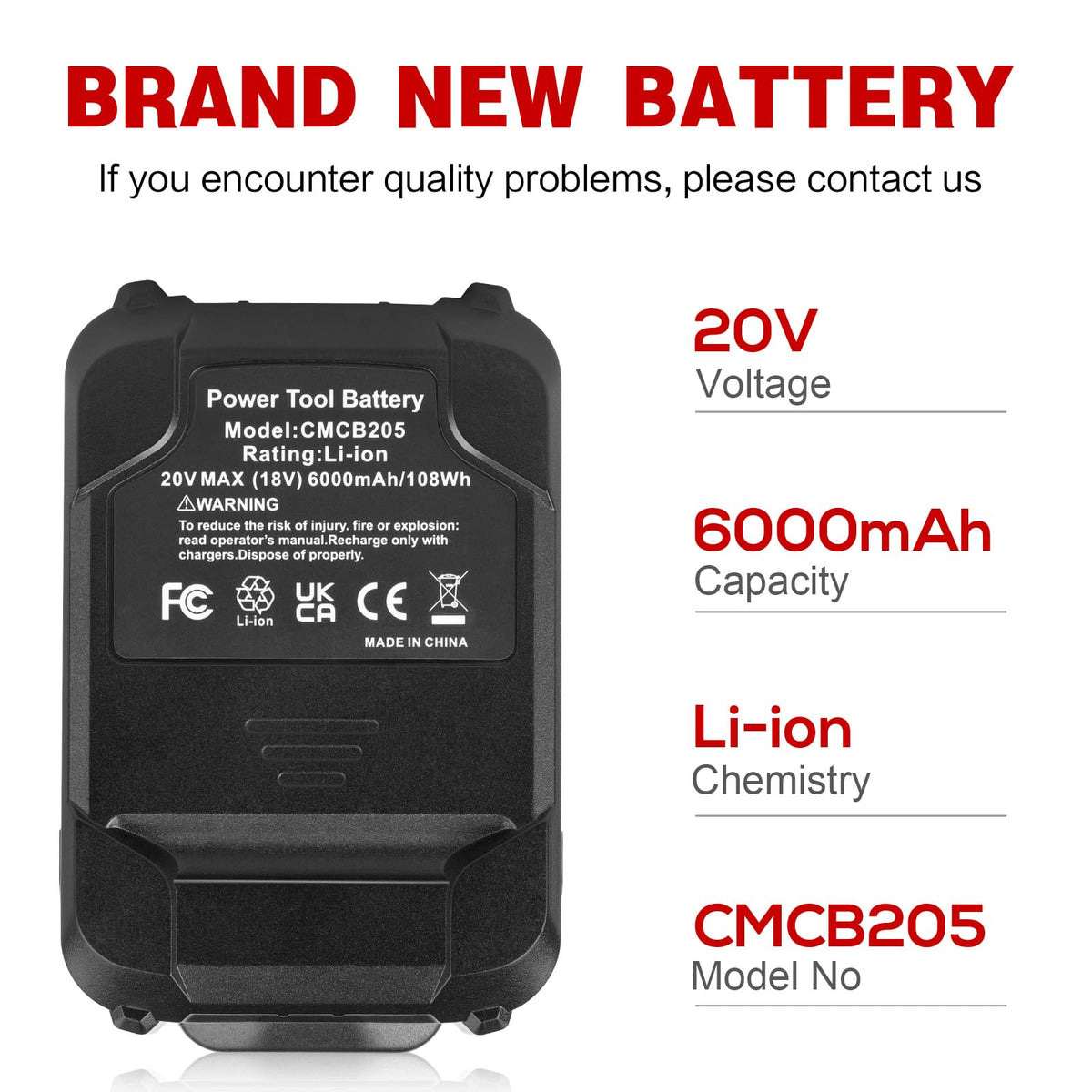20V Lithium ion Replacement Battery V67922