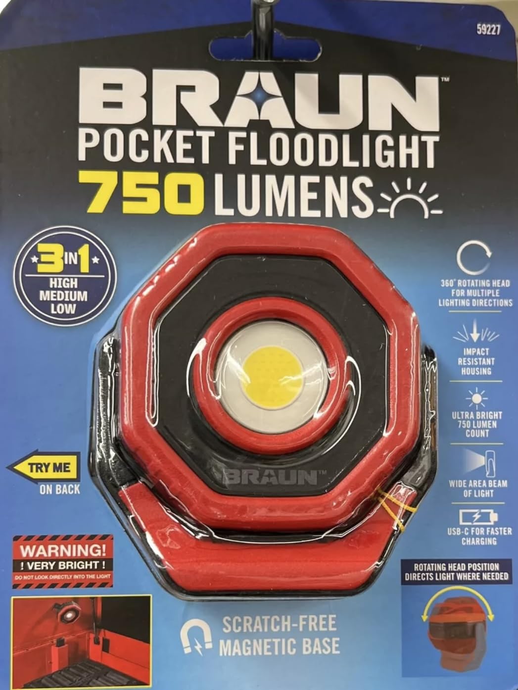 Red Rechargeable Magnetic LED Floodlight Y964724