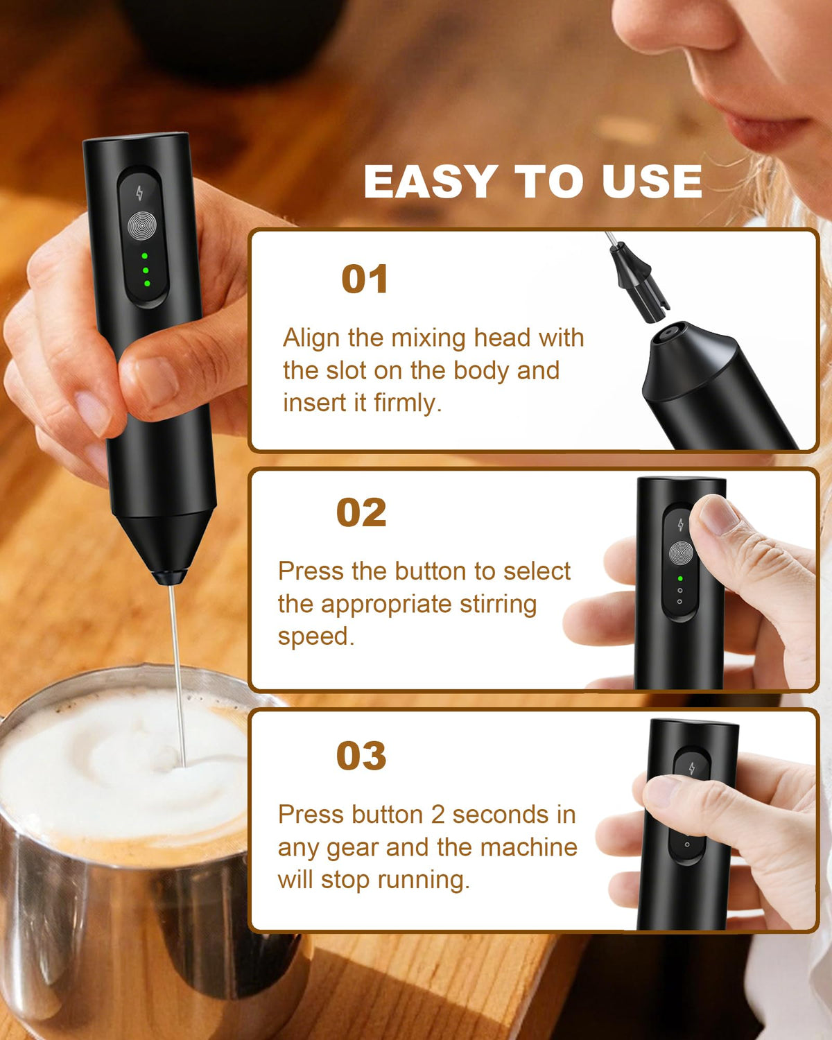 Rechargeable Handheld Milk Frother R438