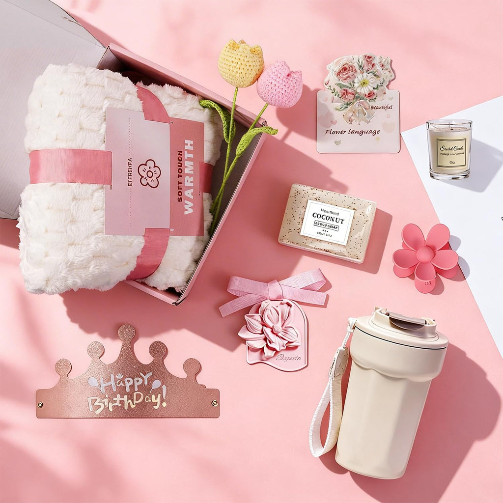 10 Pc Birthday Gift Basket Set with Blanket N9431
