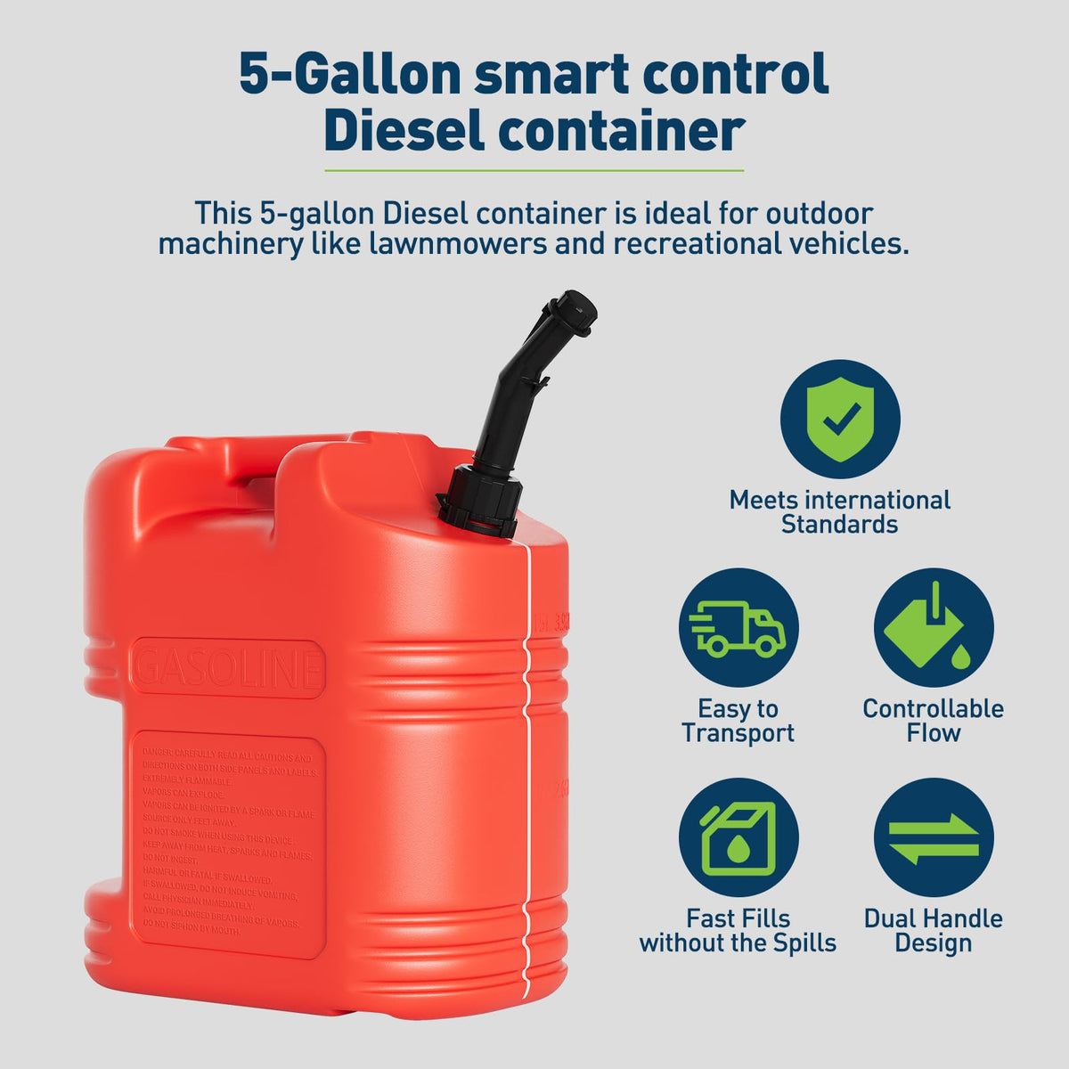 40L Portable Transfer Tank 5 Gal with L-Shaped Handle Red 4PC I3178