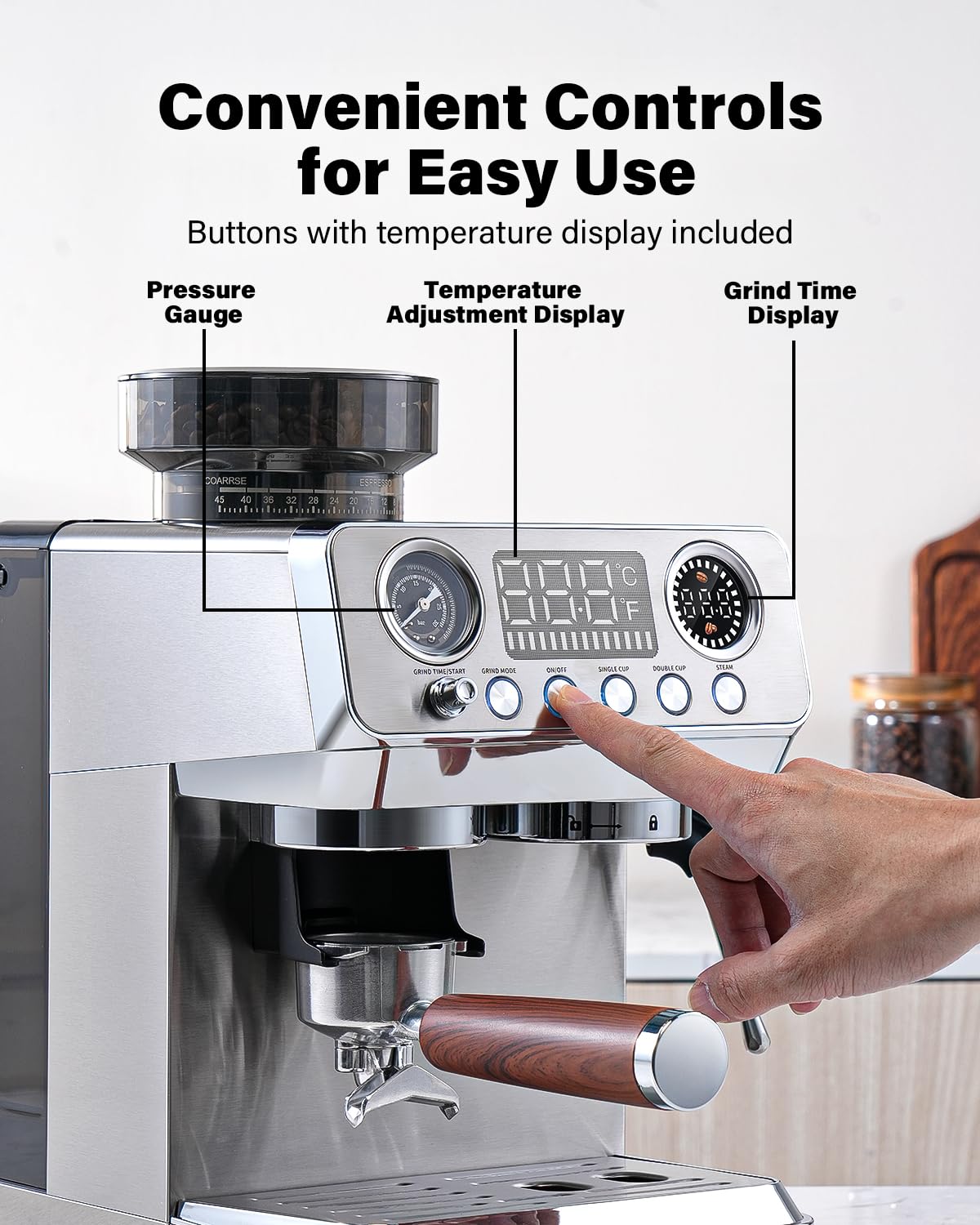 20 Bar Espresso Machine with Built-In Grinder H2607