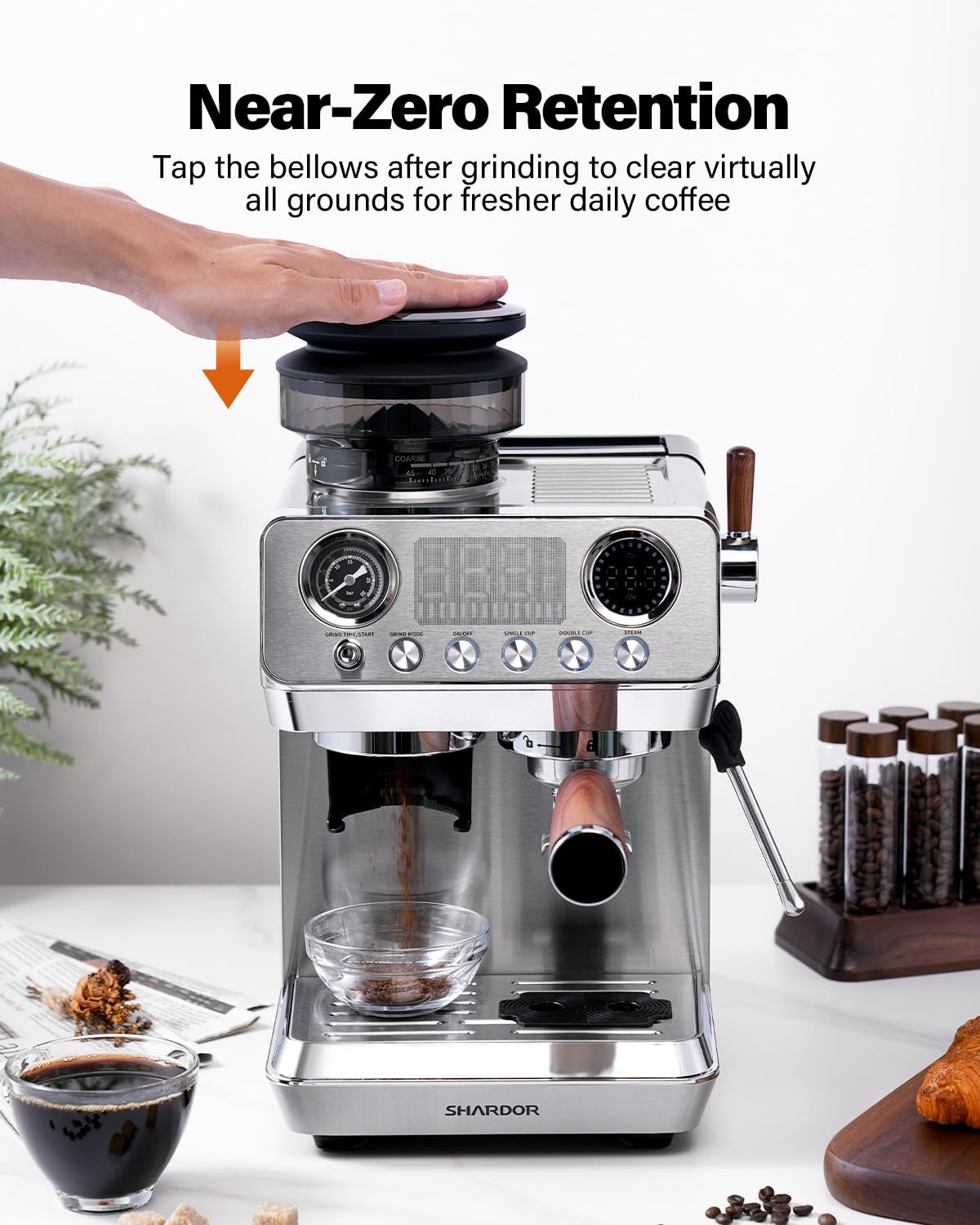 20 Bar Espresso Machine with Built-In Grinder H2607