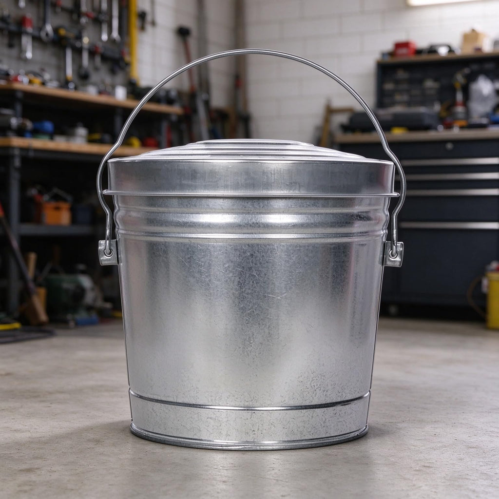 6 Gal Galvanized Steel Storage Can with Locking Lid V553