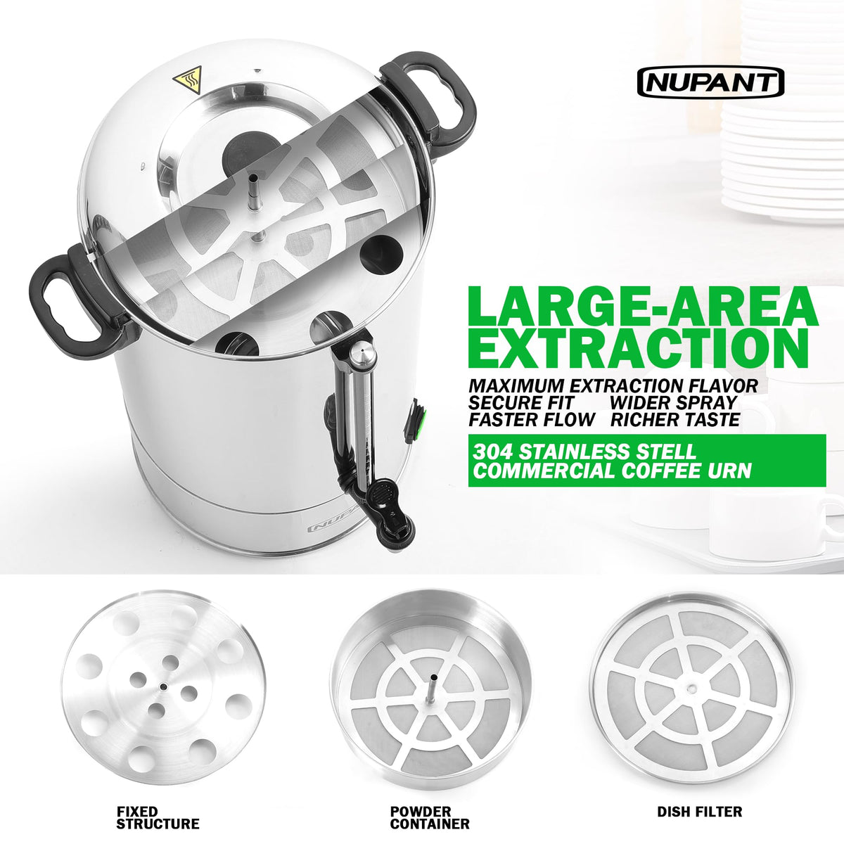 100 Cup Stainless Steel Coffee Urn with Keep Warm Mode Q50897
