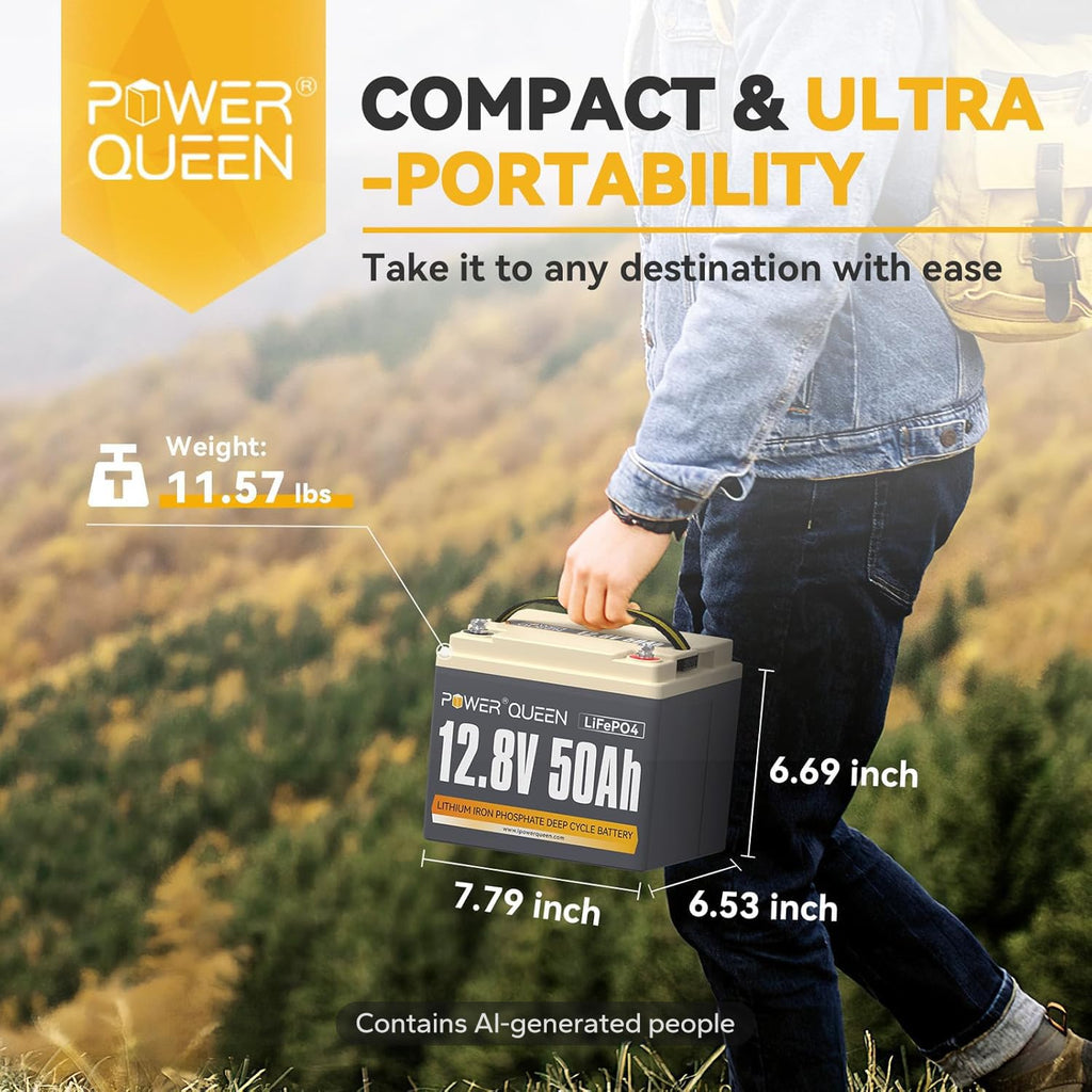12V 50Ah LiFePO4 Battery with 14.6V 10A Charger V75847
