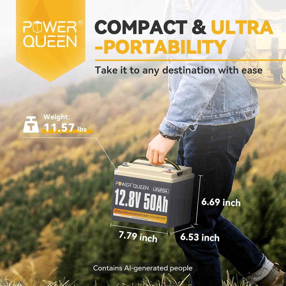 12V 50Ah LiFePO4 Battery with 14.6V 10A Charger V75847