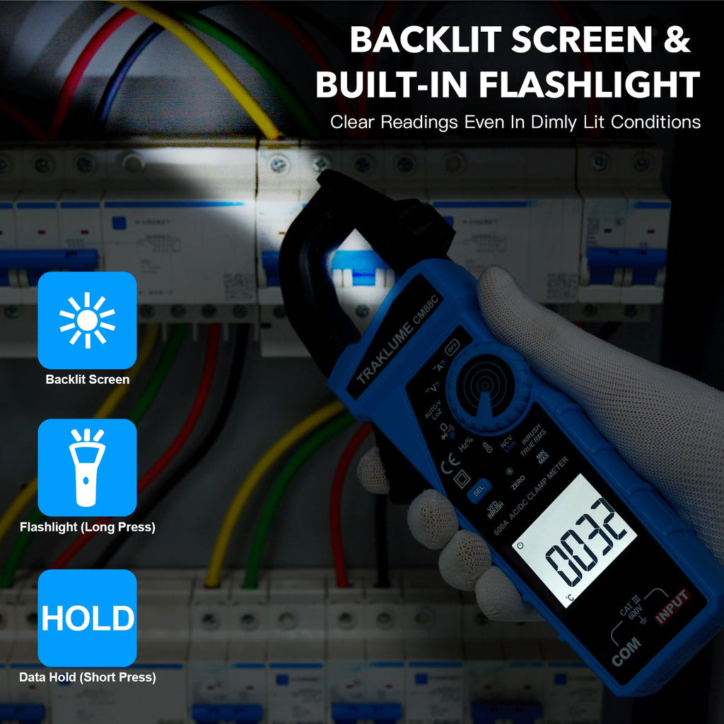 600A AC/DC TRMS Clamp Meter Multimeter V5061