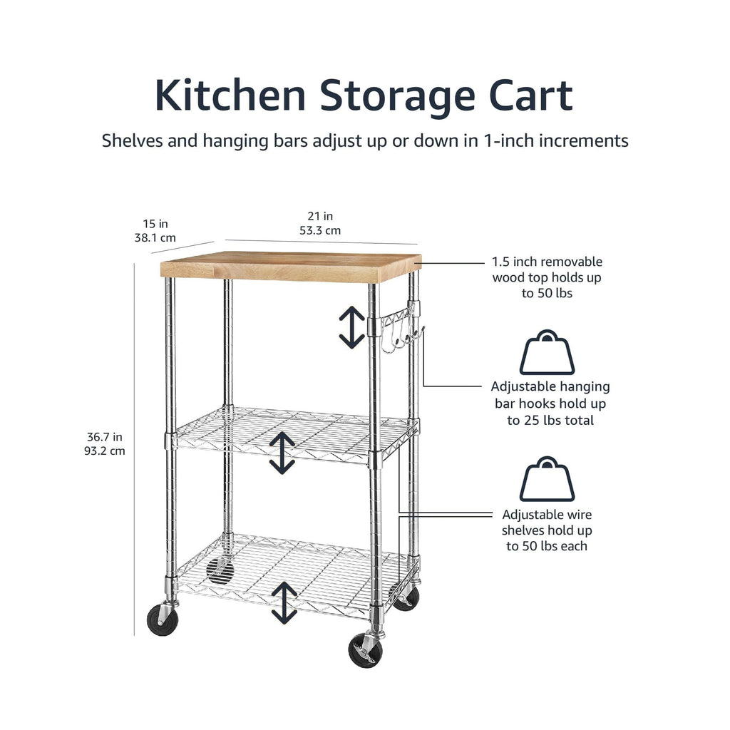 3-Tier Kitchen Storage Rack with Caster Wheels W2475