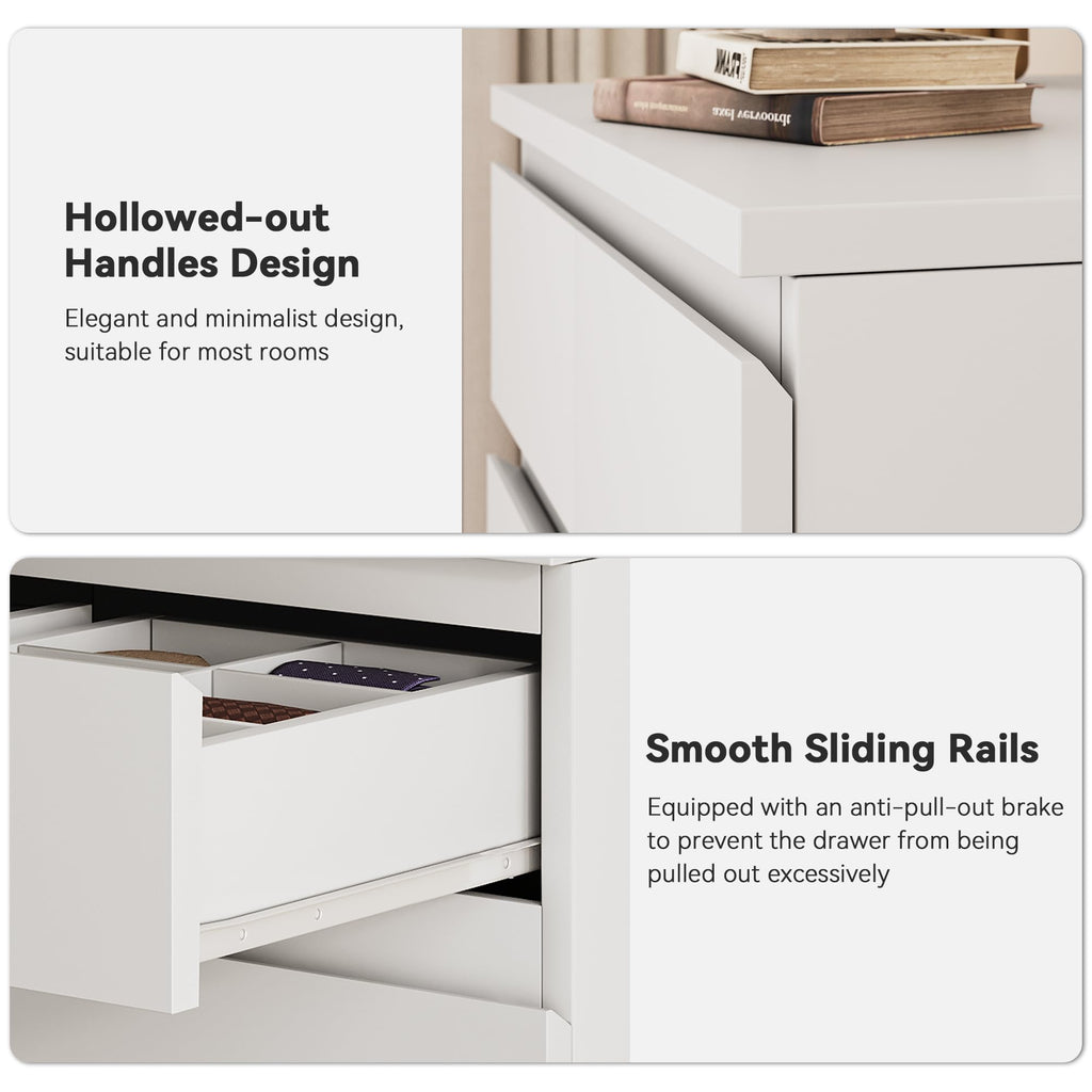 White Tall 7 Drawer Wood Dresser W389