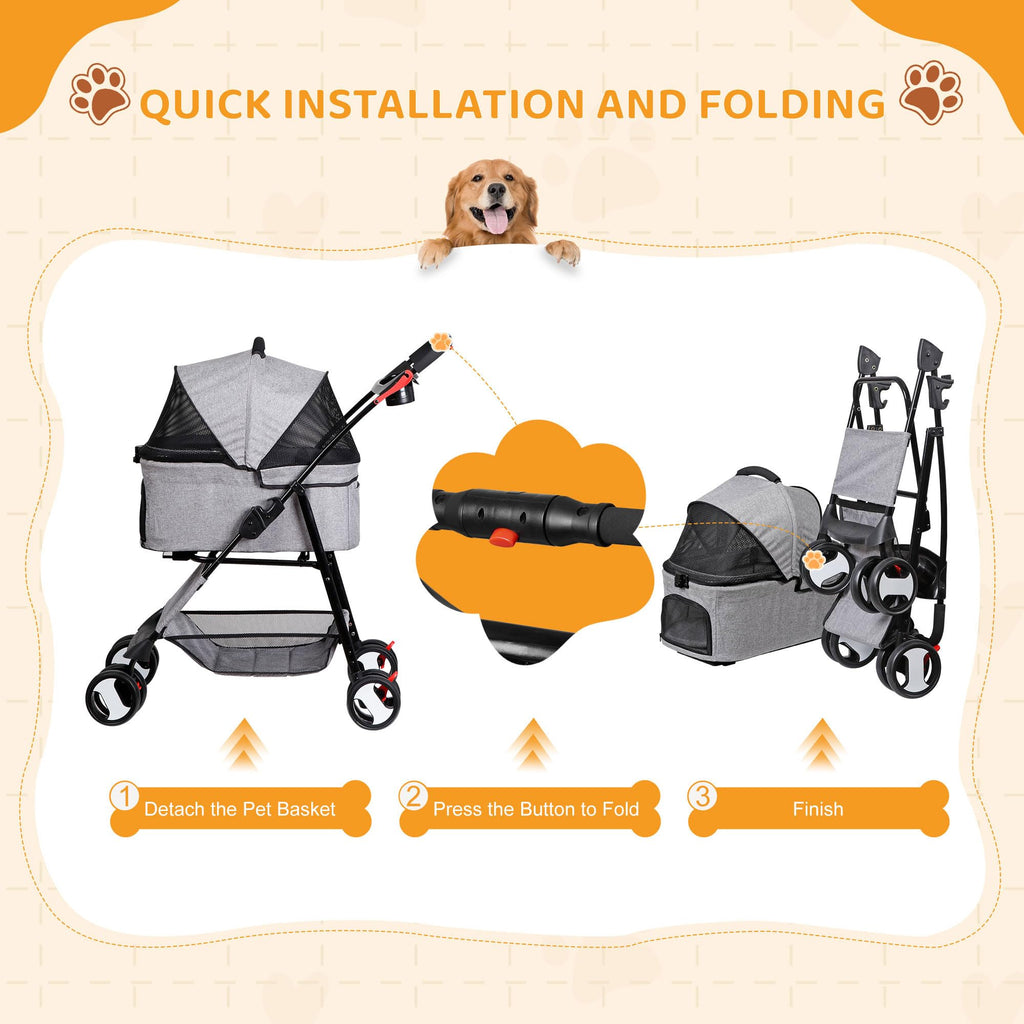 3 in1 Foldable Pet Stroller with 4 Wheels X41563