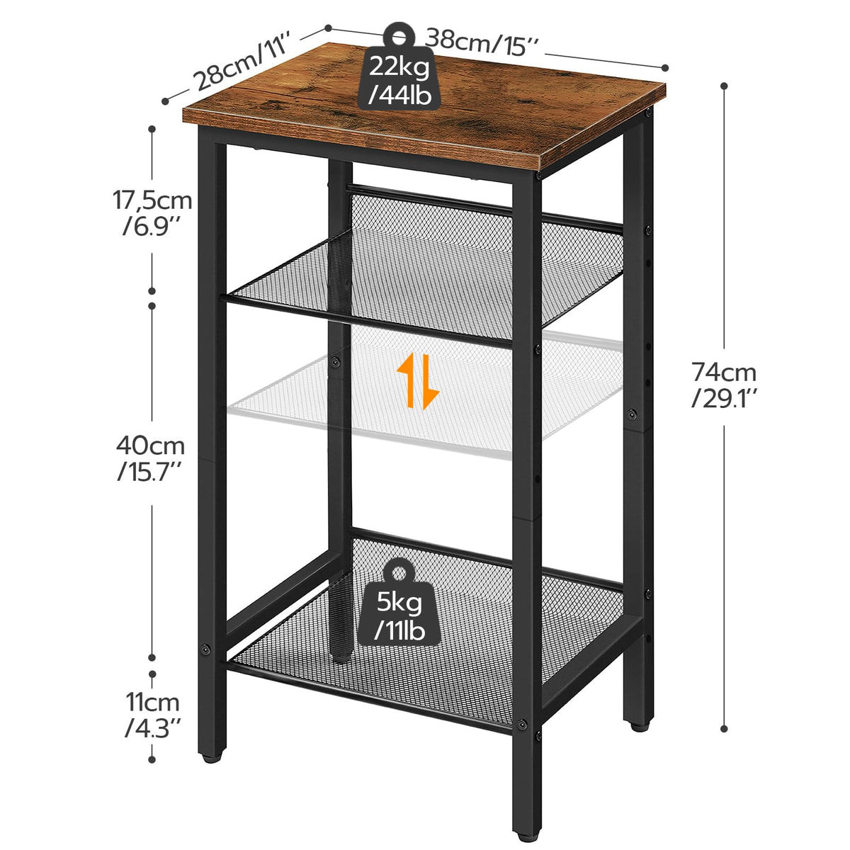 Tall 3-Tier Side Table C5748