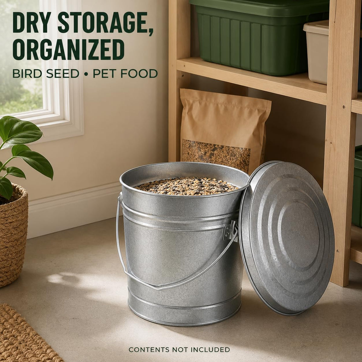 6 Gal Galvanized Steel Storage Can with Locking Lid L92053