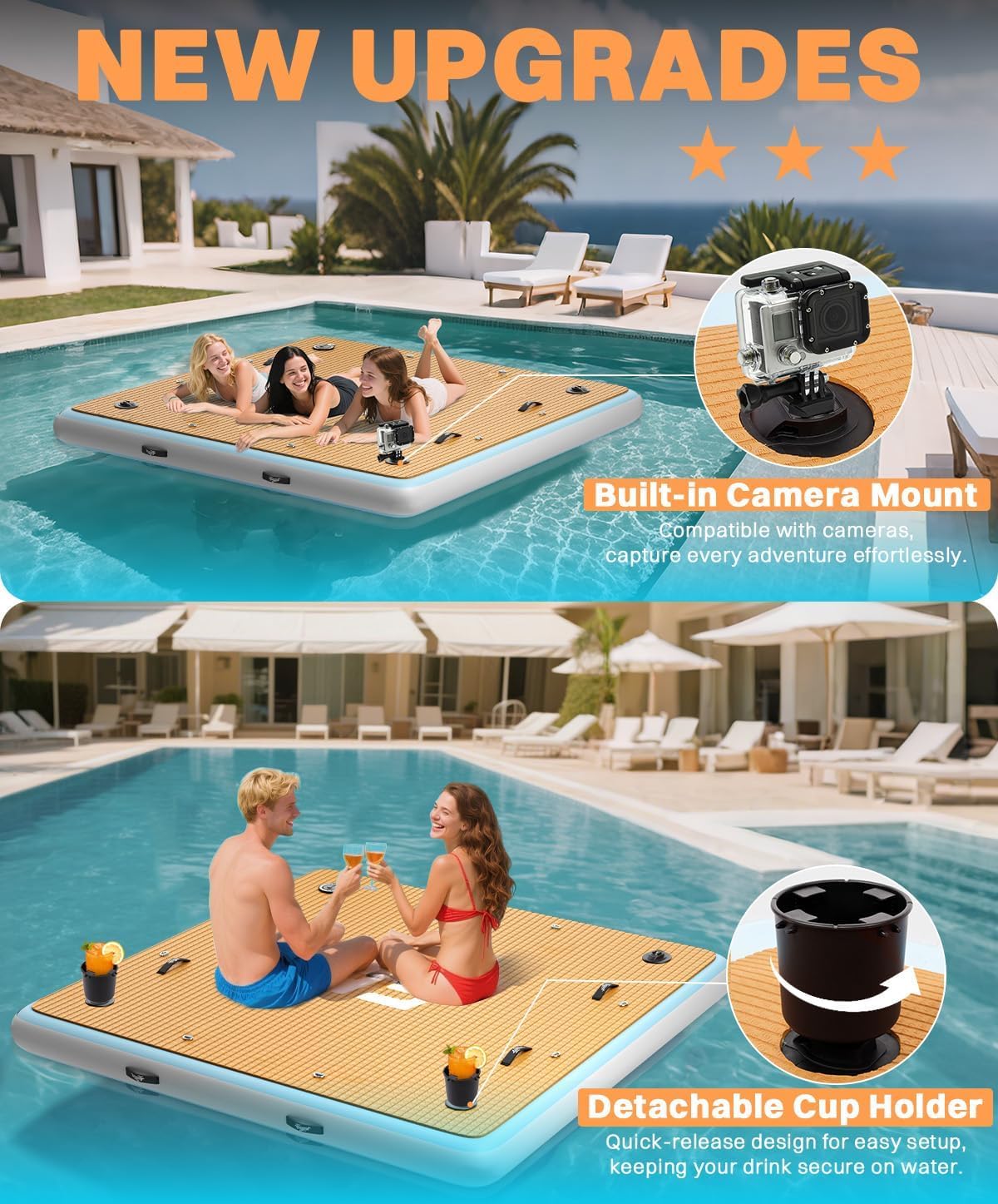 7×7' Inflatable Floating Dock with Ladder N584655