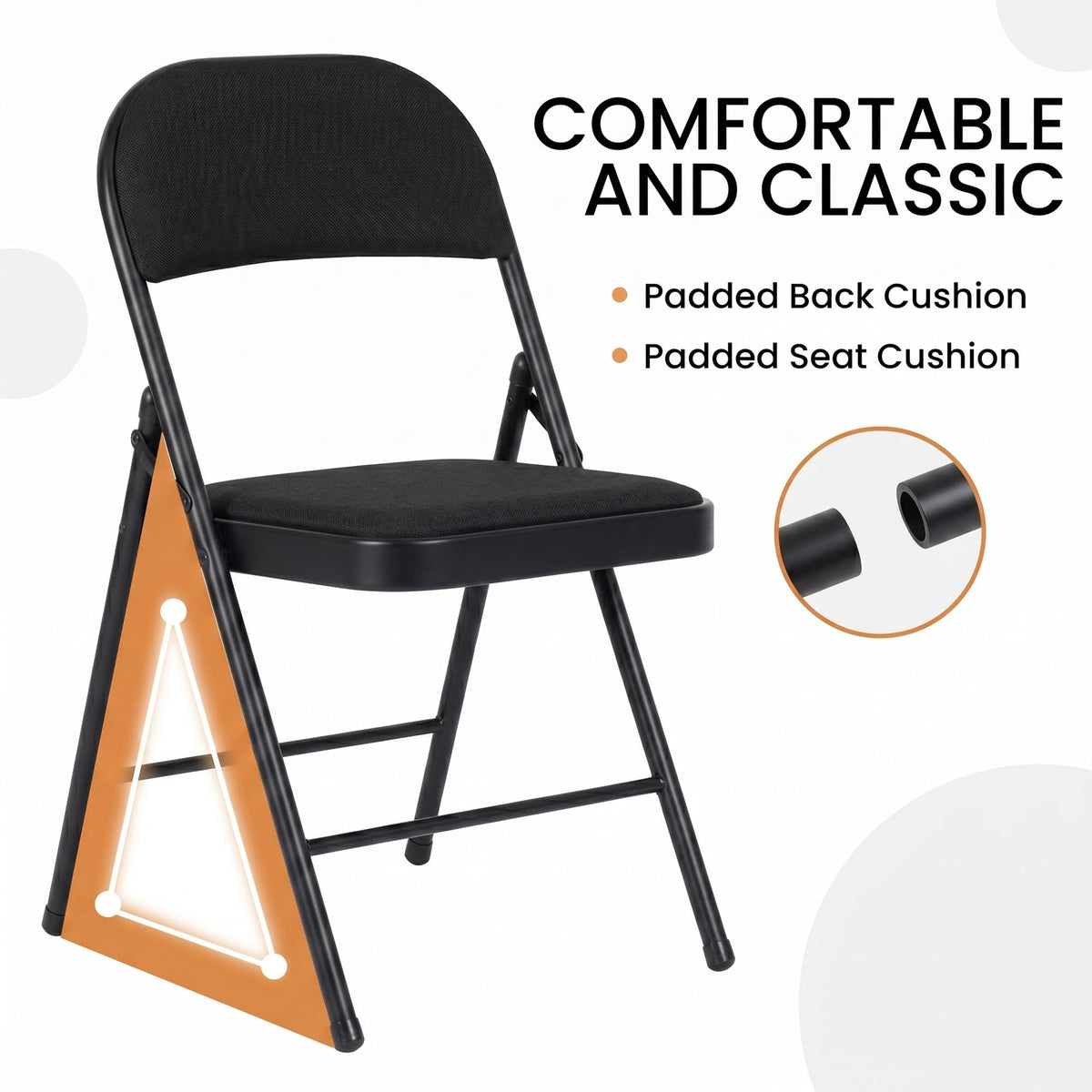 10 Pack Black Padded Folding Chairs U539