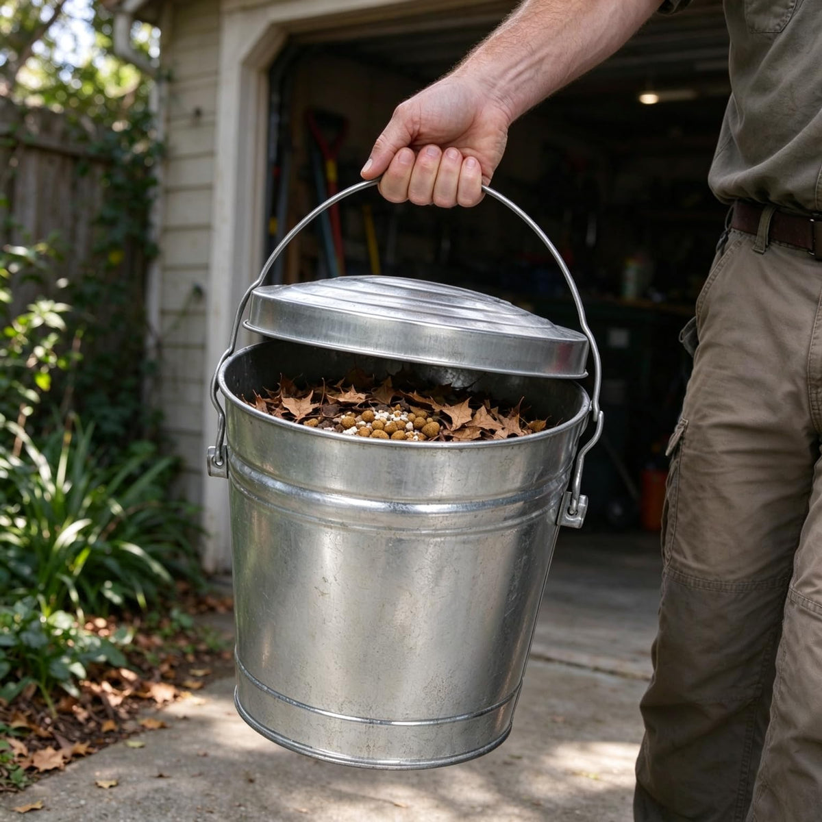 6 Gal Galvanized Steel Storage Can with Locking Lid V553