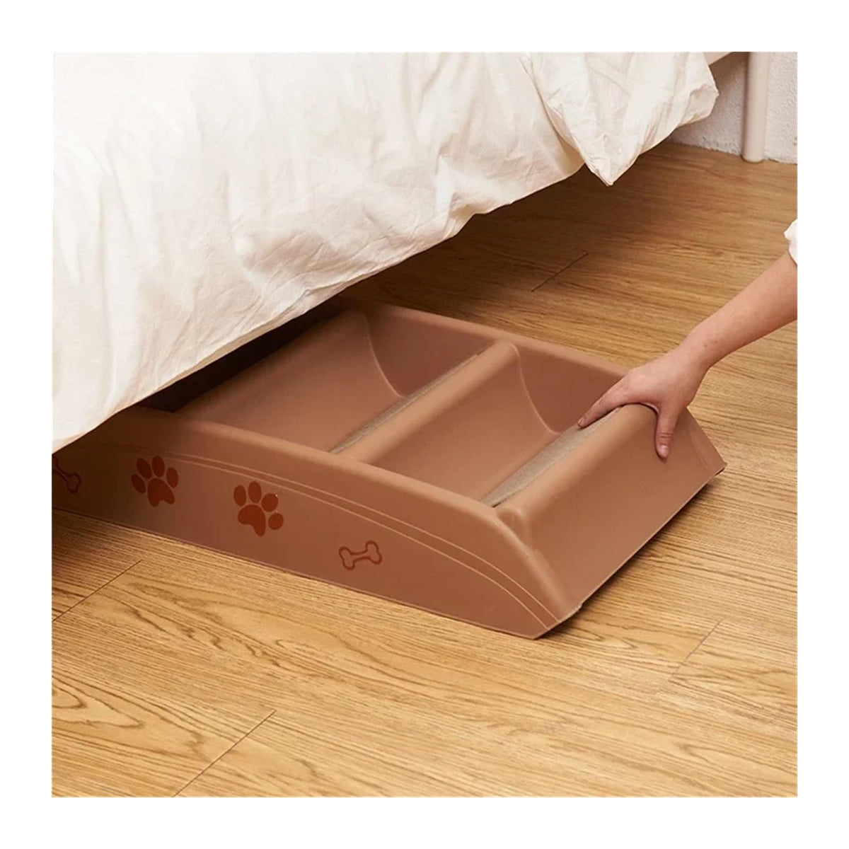 Folding Plastic 4 Steps Non-Slip Dog Stairs Light Gray T864280
