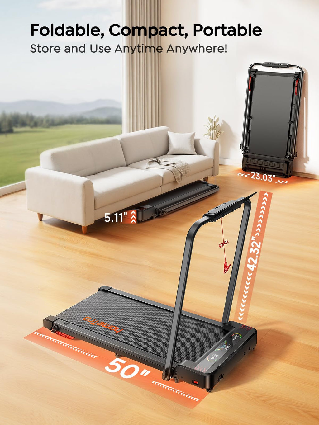 Foldable Treadmill with Incline and LED Display H885210