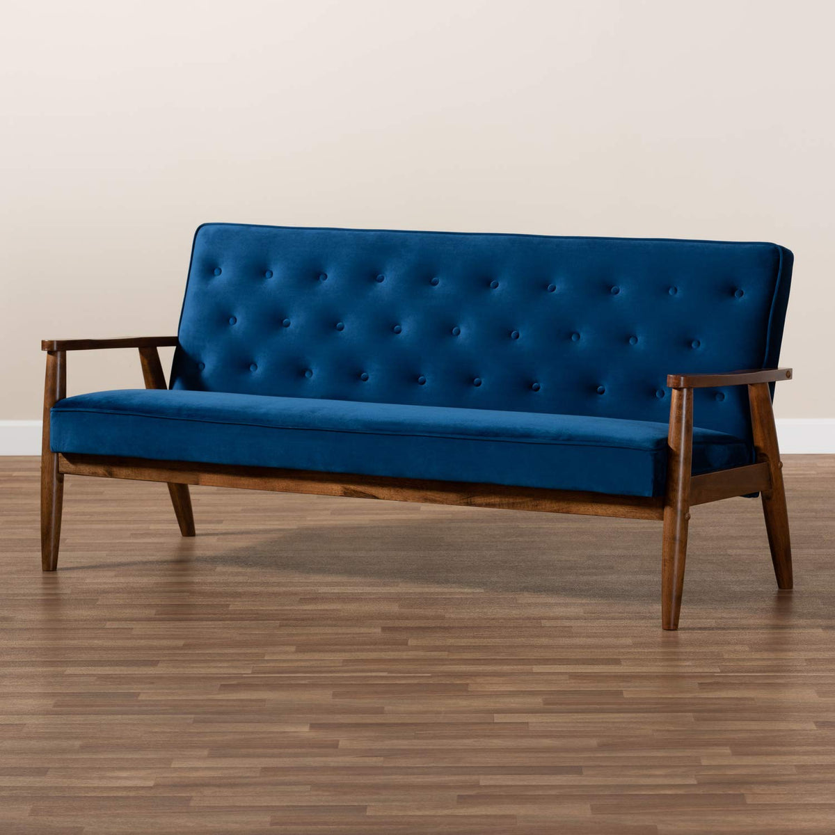 Navy Blue Velvet Upholstered 3-seater Sofa W607
