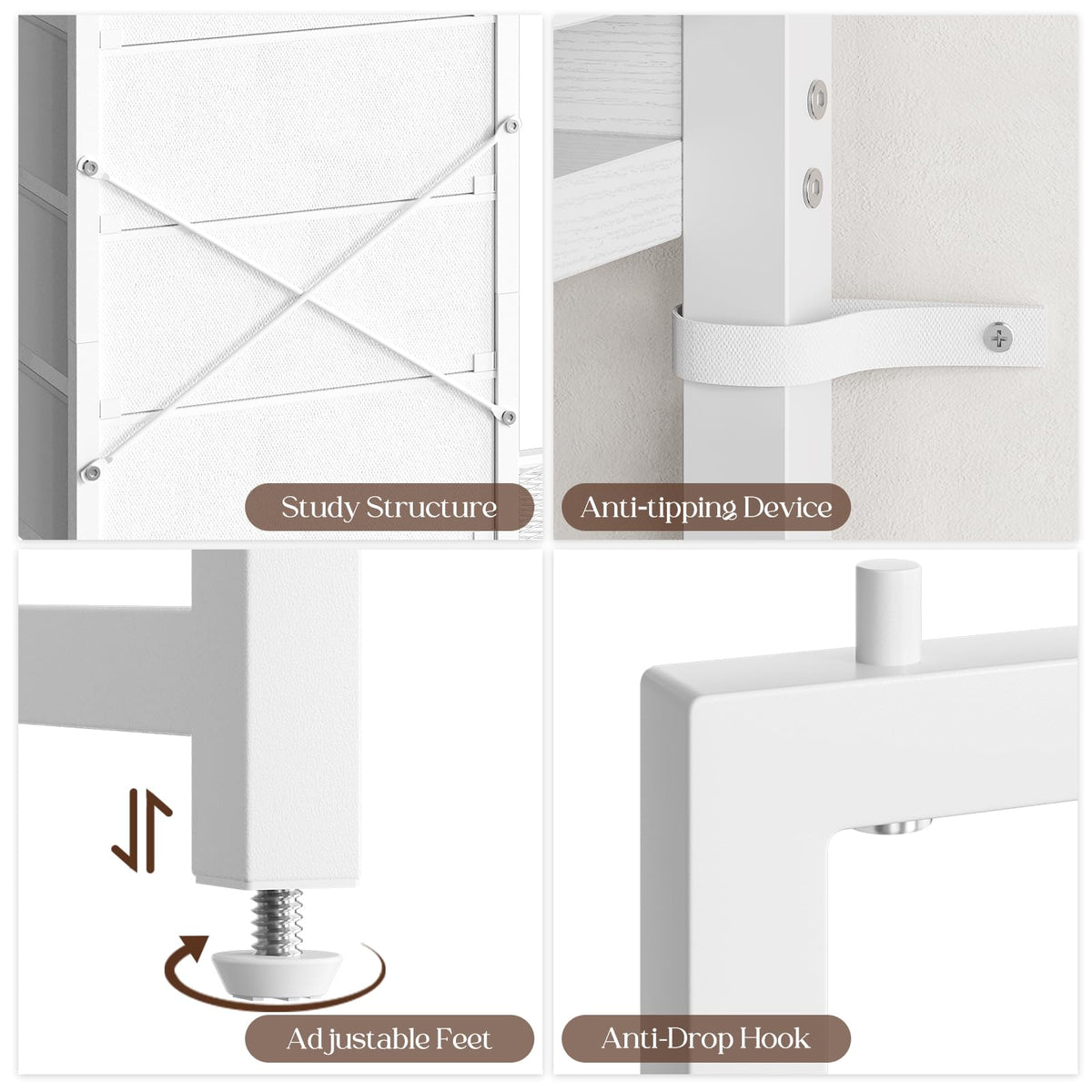 White 4 Drawer Dresser with Hanging Rack K515965