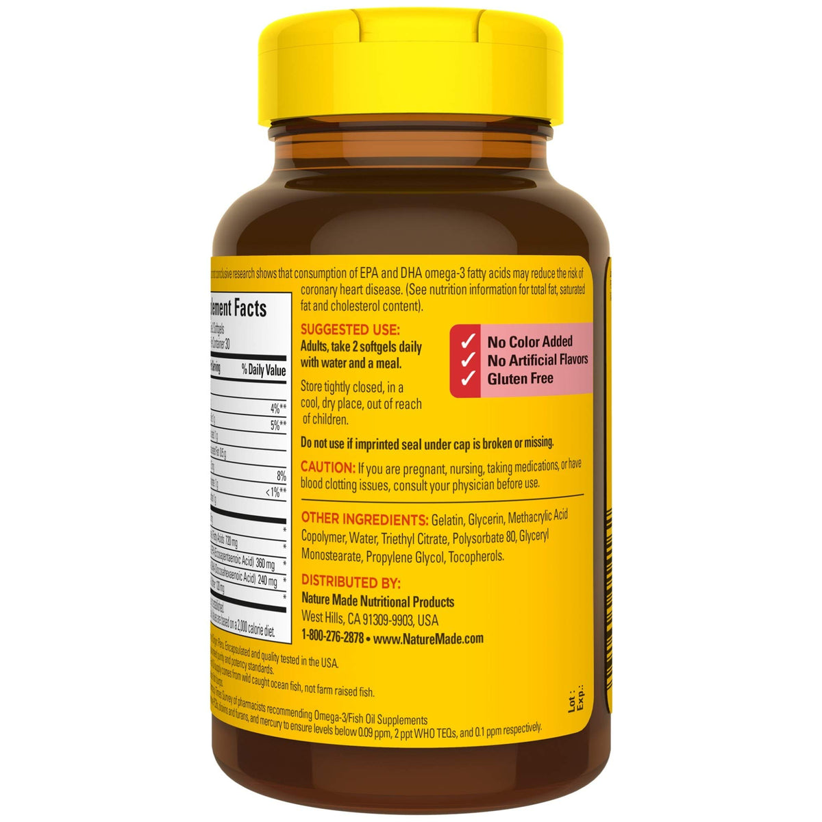 Fish Oil Omega 3 Supplement 1200 mg 60 Softgels N2828