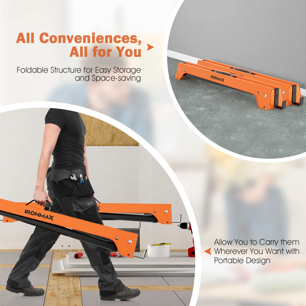 Folding Saw Horses 2 Pack 2644 LBS Capacity with Hooks F416
