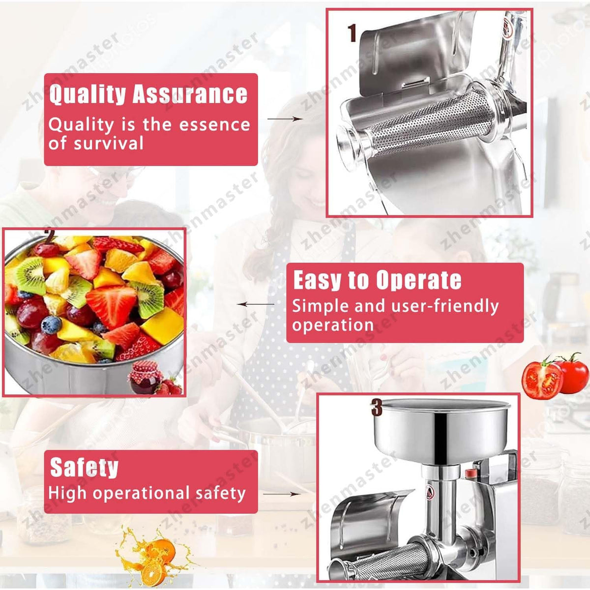 450W Stainless Steel Tomato Strainer with Seed Separator T456693