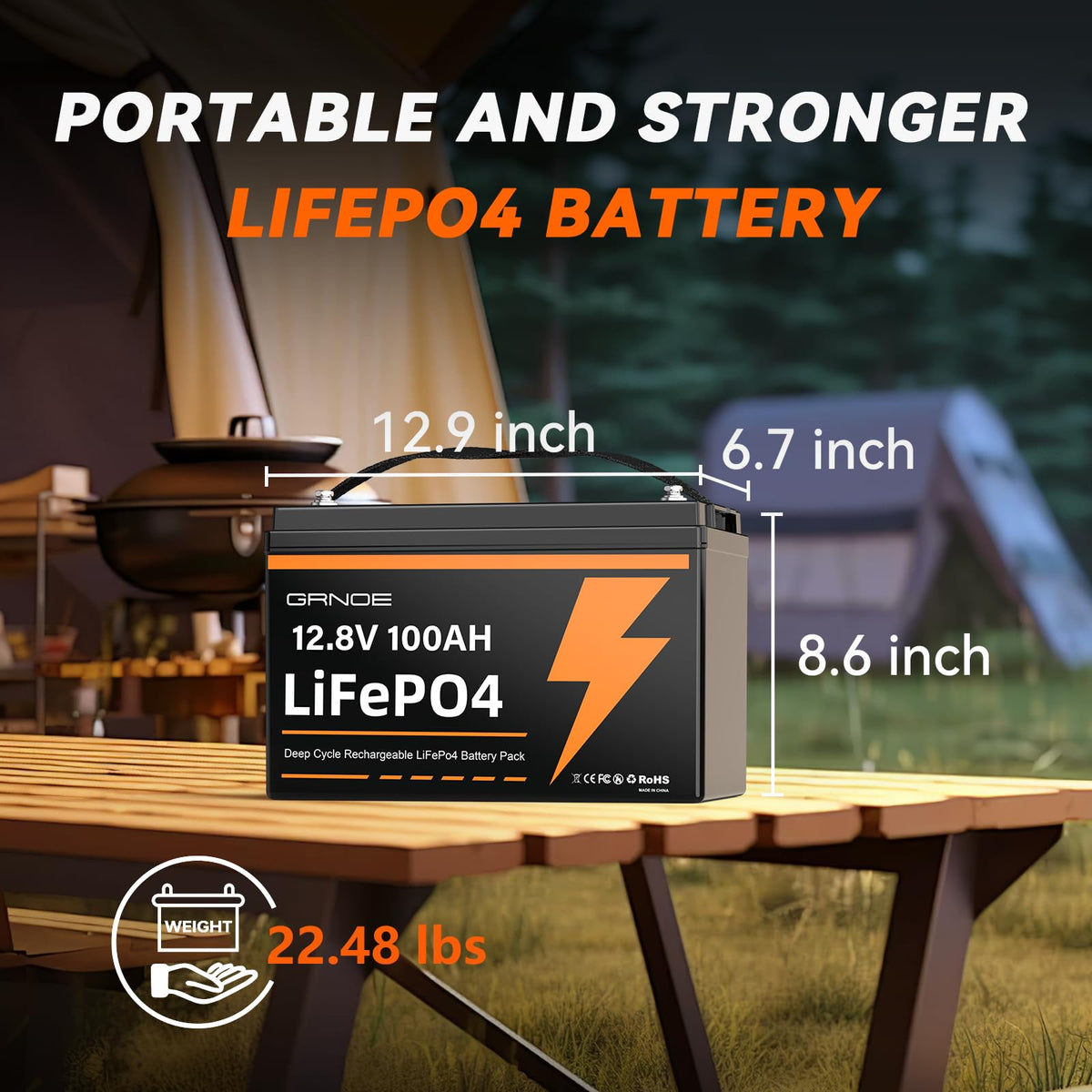 12V 100Ah LiFePO4 Lithium Battery 2-Pack with 100A BMS T831648