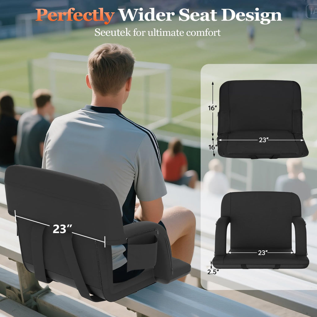 23" Heated Stadium Seats with Back Support, 2.5" Thick Cushion, 2PC T93244