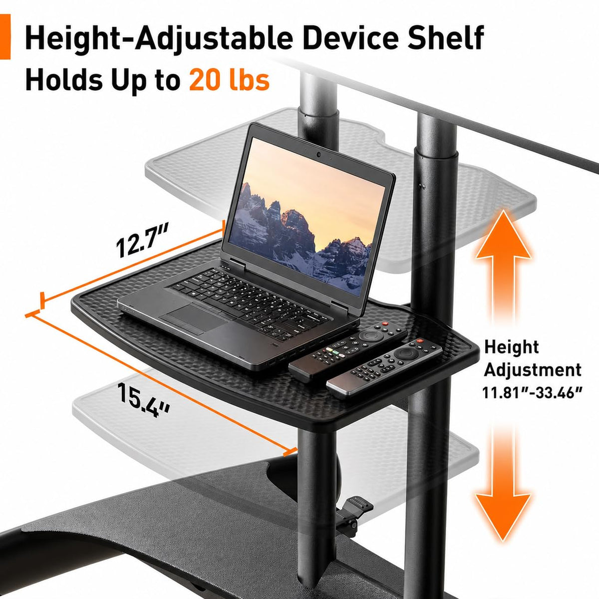 Rolling TV Stand for 32-84 Inch TV, Adjustable Height with Wheels F2540