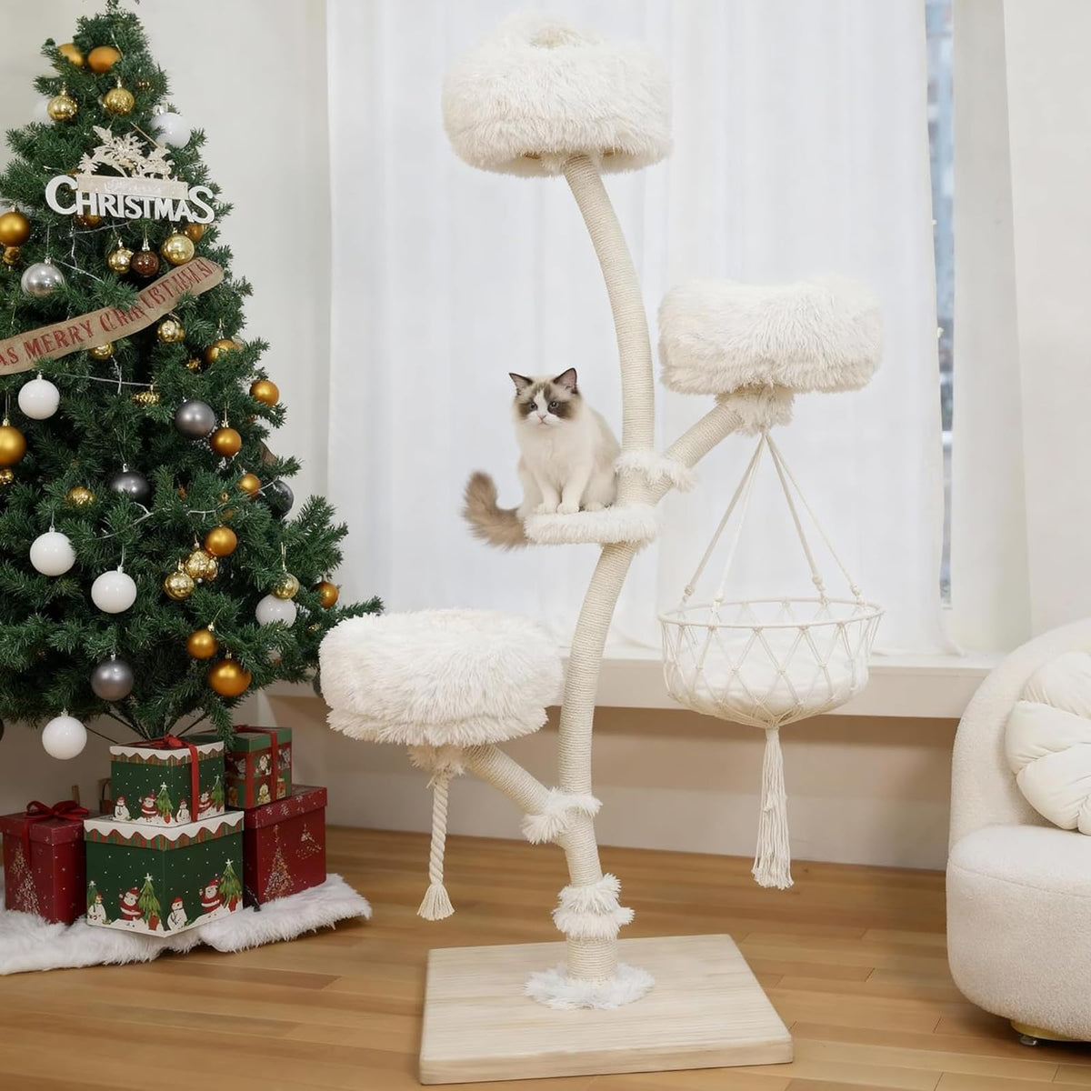 70" Multi-Level Cat Tree Tower with Plush Perches and Sisal Scratching Posts I474988
