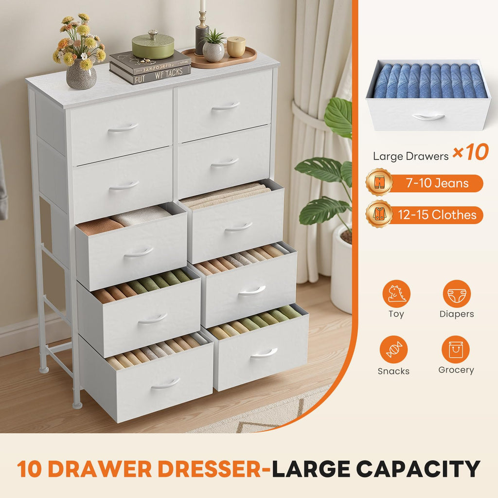 White 10 Drawer Tall Dresser Q81292