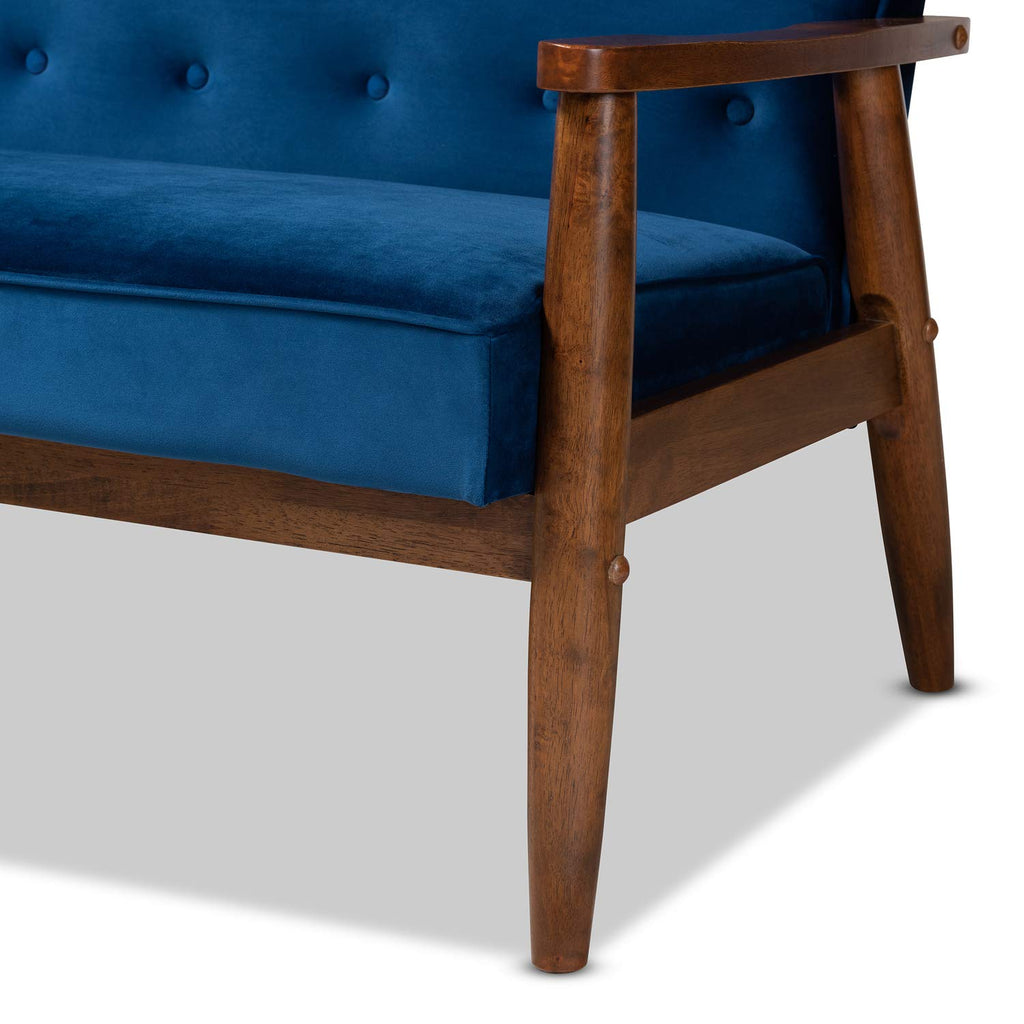 Navy Blue Velvet Upholstered 3-seater Sofa W607